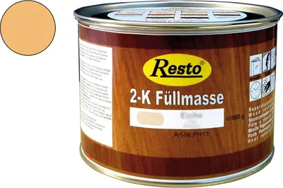 Produktbild von Resto 2K Füllmasse 500g Kirschbaum, 2K Spachtel, Holzkitt, Holzspachtel auf Polyesterbasis, schnell trocknend, beizbar, überstreichbar