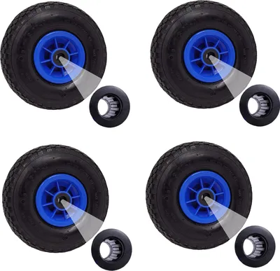Produktbild von 4x Sackkarrenrad Luftrad 260x85 mm 3.00-4 75 mm zentrierte Nabe Ø 20 mm blau robustes 4 PR Gewebe