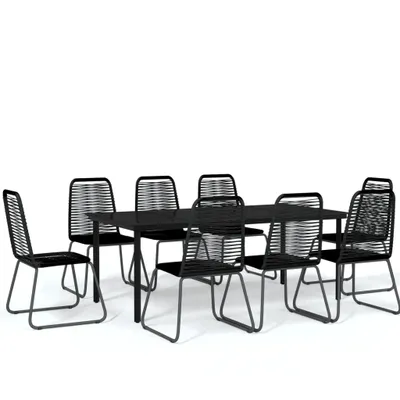 Produktbild von vidaXL 9-tlg. Garten-Essgruppe Schwarz