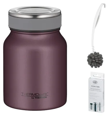 Produktbild von THERMOS TC FOOD JAR 0,50 l Thermobecher burgundy mat – Vorteilsset mit Reinigungsbürste CLEAN FIX 30 cm | HAN 4077301050 | EAN 5010576977830