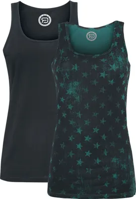 Produktbild von RED by EMP Damen schwarz-grüne Tops im Doppelpack 4XL