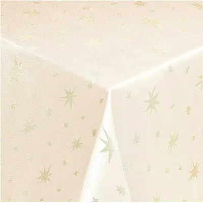 Produktbild von DecoHomeTextil Polyester Sterne Tischdecke Tischläufer Glitzer Tafeldecke Pflegeleicht Champagner Gold Eckig 130x260 cm