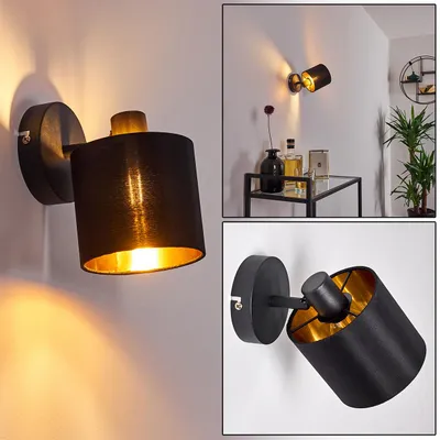 Produktbild von Costa »Costa« Wandlampe aus Metall/Stoff in Schwarz/Gold