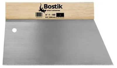Produktbild von Glättspachtel Klebespachtel Zahnspachtel - Nr. 1-A2 - Edelstahl - Holzgriff - Für Acrylkleber
