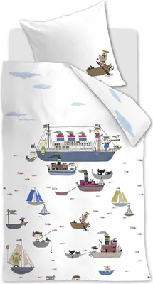 Produktbild von Beddinghouse x Fiep Amsterdam Bettwäsche Bootje varen_Multi_DE_UV_100x135 100 x 135 cm + 1x 40 x 60 cm 1 Bettbezug, 1 Kissenbezug