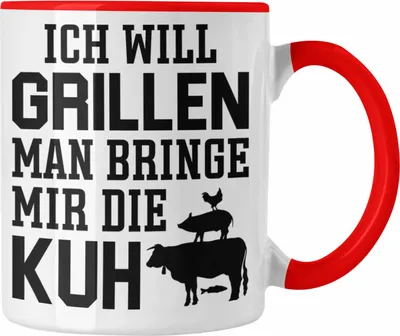 Produktbild von Trendation - Grill Tasse Geschenk Männer Steak Liebhaber Grillen Geschenkidee Vater (Rot)