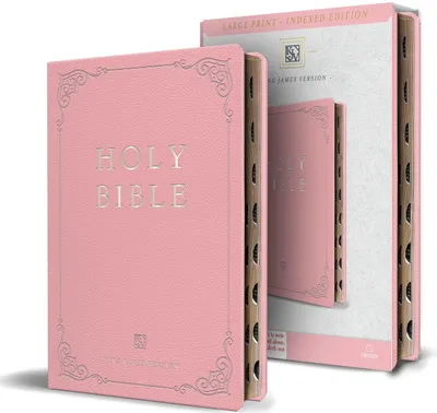 Produktbild von KJV Holy Bible, Large Print Handy Size Format, Pink Premium Imitation Leather with Ribbon Marker, Red Letter, Thumb Index