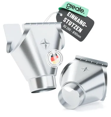 Produktbild von greate 2x Einhangstutzen verzinkt für Dachrinne 280/80 - Germany - Rinnenstutzen für halbrunde 280 mm Dachrinnen