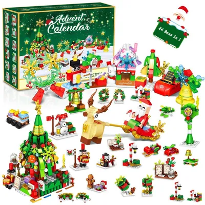 Produktbild von Adventskalender 618 PCS Weihnachtsbausteine Set Mini-Bausteine Countdown Spielzeug Geschenkset
