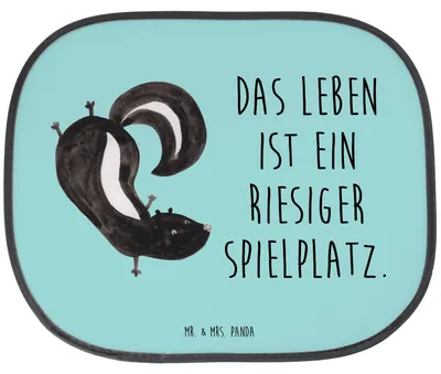 Produktbild von Mr. & Mrs. Panda autofenster sonnenschutz Stinktier Handstand - Türkis Pastell - Geschenk, Skunk, saugnapf, Wildtier, Auto Sonnenblende, Stinker, Raubtier, Spielplatz