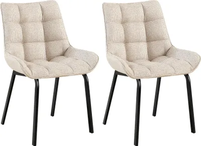Produktbild von 2er Set Esszimmerstuhl Saranda, Farbe:elfenbein, Grundmaterial:Stoff