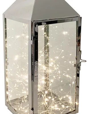 Produktbild von XXL Edelstahl-Laterne 54cm + LED Tropfen Lichterkette