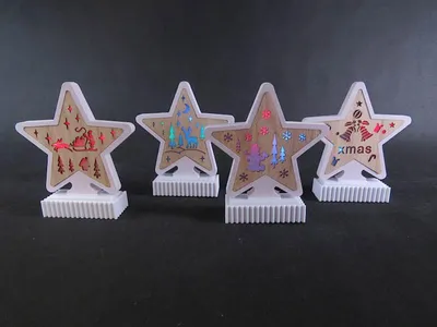 Zdjęcie produktu dla dekoracja drewniana gwiazda led wys. 19cm | 483851