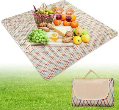 Obrázok produktu pre Pratateľná pikniková deka 200 x 200 cm, pratateľná, izolovaná, nezachytáva piesok, na pláž, kempovanie, do záhrady, na cestovanie