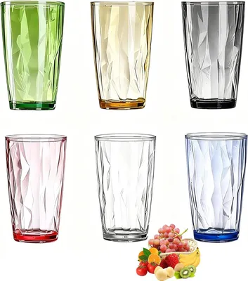 Immagine prodotto di Bicchiere per acqua in plastica, infrangibile, capacità 490 ml, impilabile, adatto per l'uso all'esterno