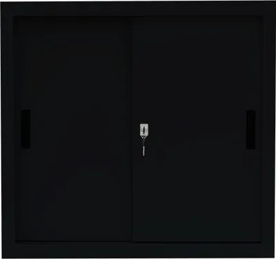 Produktbild von Schiebetürenschrank Aktenschrank Sideboard aus Stahl Schwarz 75x80x45cm 550089