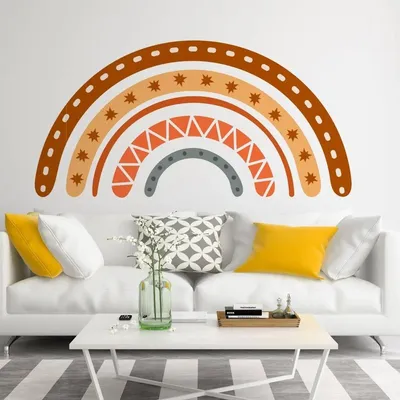 Produktbild von Decords Boho-Wandtattoo mit Regenbogen, Modell 035-016 – Größe: 300 × 175 cm
