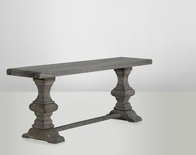 Produktbild von Casa Padrino Massivholz Konsole Eiche Grau 220 x 46 cm - Massiver Konsolentisch Rustikal