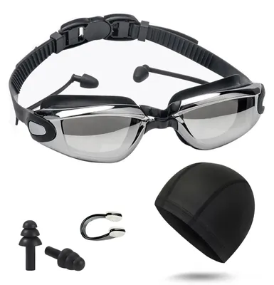 Produktbild von Schwimmbrille Taucherbrille Schwimmbrille für Erwachsene - Anti-Beschlag - UV-Schutz - Mit Ohrstöpseln, Badekappe und Nasenclip