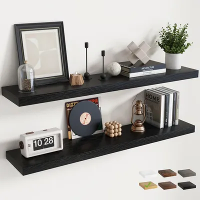 Immagine prodotto di Mensole sospese da parete, colore nero, set da 2, dimensioni 120 cm