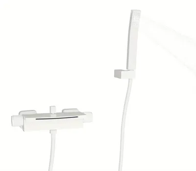 Immagine prodotto di Rubinetto per lavabo - Rubinetto per vasca da bagno - Rubinetto per doccia - Miscelatore per lavabo - Doccetta - Ottone resistente - Design bianco opaco
