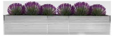 Produktbild von Hochbeet aus Metall 400 x 80 x 77 cm, Pflanzkasten für den Außenbereich, Blumenkasten, Gartenhochbeet, Blumenbeet aus Stahl, Gartenbeet in Grau