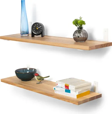 Produktbild von Rikmani Schweberegal Holzregal Wandregal TES 60 cm Hell-weiss