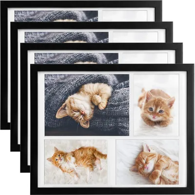 Produktbild von Bomoe 4x Bilderrahmen 10x15 cm & 15x21 cm für 4 Fotos, Schwarz