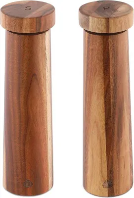 Produktbild von Famanu Salz- und Pfeffermühlen-Set - Handmühle mit keramischem Mahlwerk - Nachfüllbar und langlebig - Aus Akazienholz