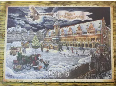 Zdjęcie produktu dla Nostalgiczna pocztówka z miki – Jarmark bożonarodzeniowy w Lipsku – Boże Narodzenie