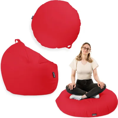 Produktbild von Sitzsack mit füllung 2 in 1 Sitzkissen Bean Bag Outdoor Indoor Wasserfest | Rot 125cm