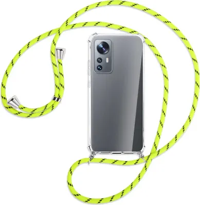 Produktbild von Handykette Backcover-Schutzhülle mit Band (Metall silberfarben) für Xiaomi 12 - neongelb