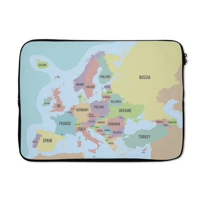 Produktbild von MuchoWow® Laptop Hülle 13 Zoll Karte - Europa - Briefe Laptoptasche - Laptophülle - Sleeve - Rundumschutz