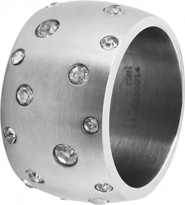 Produktbild von Damenring Fingerring Ring Edelstahl Ringgröße 62 Akzent Steinbesatz Breite 1,3 cm