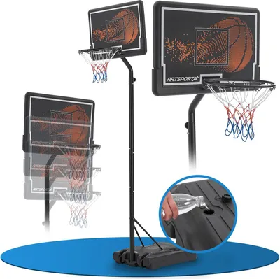 Produktbild von ArtSport Outdoor Basketballkorb mit Ständer & Rollen – höhenverstellbar 255 - 305 cm Korbanlage Erwachsene Kinder Basketballanlage Basketballständer