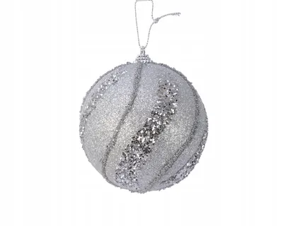 Imagen del producto de Adorno navideño para árbol de Navidad, forma de esfera, resistente a roturas, con purpurina plateada, 8 cm de diámetro