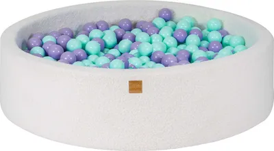 Produktbild von Rund Bällebad für Kinder mit 300 Bällen, 120x30cm, Boucle, Weiß: Türkis/Violett