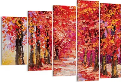 Produktbild von Bild auf Leinwand - Leinwandbild - 5 Teile - Herbst Park Allee - 150x100cm - Wand Bild - Wanddeko - Wandbilder - Leinwanddruck - Bilder - Wanddekoration - Leinwand bilder - Wandbild - EG150x100-4292