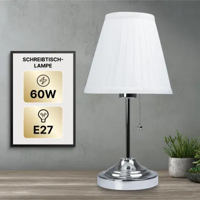 Produktbild von Schreibtischlampe Weiß/Chrom, 1-flammig, klassisch, ARTE LAMP Marriot, E27 bis 60 W, für Schreibtisch & Büro, 22 x 22 x 42 cm, A5039TL-1CC