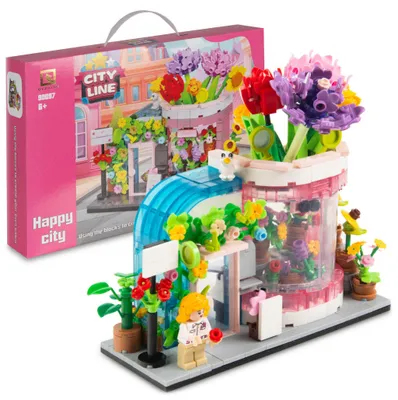 Produktbild von Lebula Bauklotz-Set, 634 Teile, Blumenladen, Blumen, kompatibel