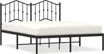 Produktbild von vidaXL Bettgestell mit Kopfteil Metall Schwarz 135x190 cm