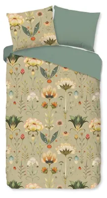 Productafbeelding van Good Morning Dekbedovertrek "Jeanne" - Groen - (140x220 cm) - 100% Katoen