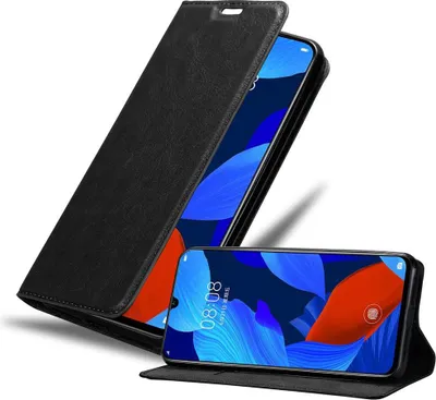 Produktbild von Cadorabo Hülle für Huawei NOVA 5 / 5 PRO Schutz Hülle in Schwarz Handyhülle Etui Case Cover Magnetverschluss
