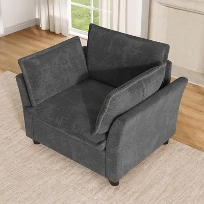 Produktbild von STILVORA Relaxsessel mit Armlehnen und weicher Polsterung, Lesesessel aus Chenille-Stoff, Loungesessel für Wohnzimmer, Apartment und Büro