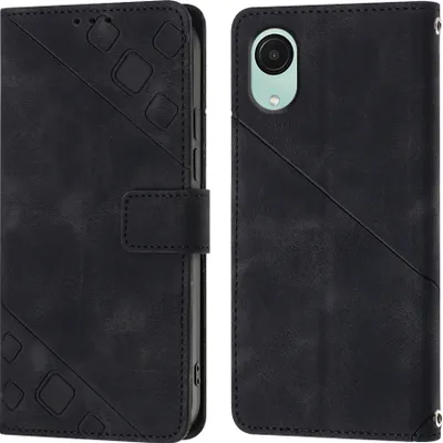 Produktbild von Hülle für Samsung Galaxy A04 Core Prägung Flip Leder Brieftasche Schutzhülle mit Ständer Schwarz