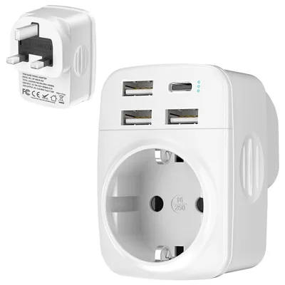 Productafbeelding van 5-in-1 reisadapter UK-adapter, reisadapter type G voor Ierland, Hongkong, Singapore