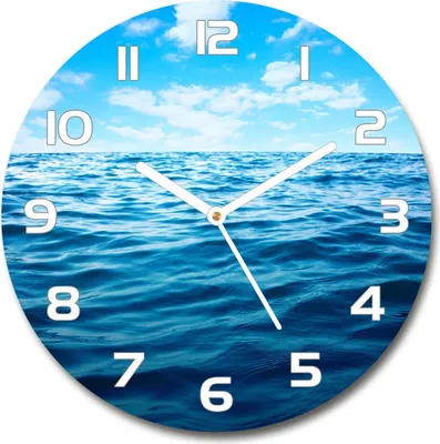 Produktbild von Wanduhr aus Glas 30fi Glasbild Glasuhr Gehärtetes Glas - weisse-zeiger - Sea water