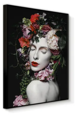 Zdjęcie produktu dla STYLER Obraz ARTBOX 50x70 cm w ramie MDF portret kobiety z kwiatami elegancka dekoracja ścienna do salonu sypialni biura BAROQUE