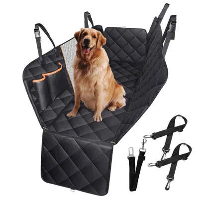 Produktbild von Tierdecke Autoschondecke Hund Rücksitz mit Seitenschutz Kratzfest Autodecke Hundematte Auto, Hunde Autositz 147x137cm (Schwarz/Orange-1)