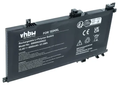 Produktbild von vhbw Akku Ersatz für HP TE04061XL, TE04063XL, L15188-2C1, TPN-Q173, TE04XL für Notebook (4000 mAh, 15,4 V, Li-Polymer)